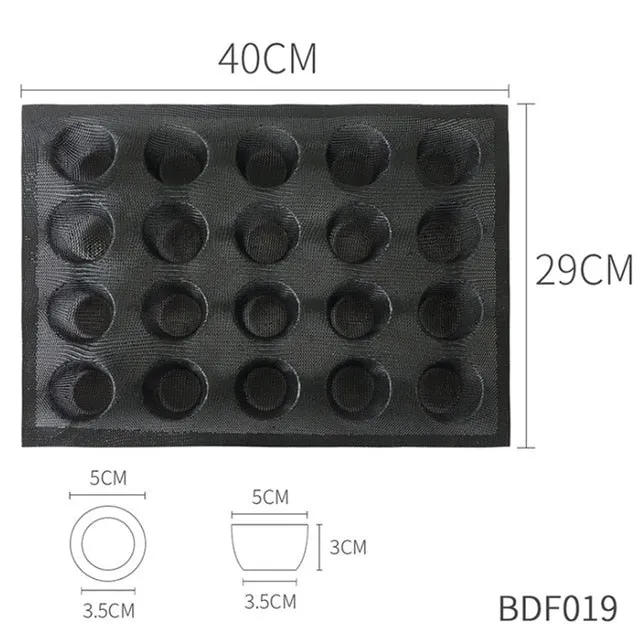 Goldbaking Silicone Bun Bread Forms Non Stick Baking Sheets Perforated Hamburger Molds Muffin Pan Tray