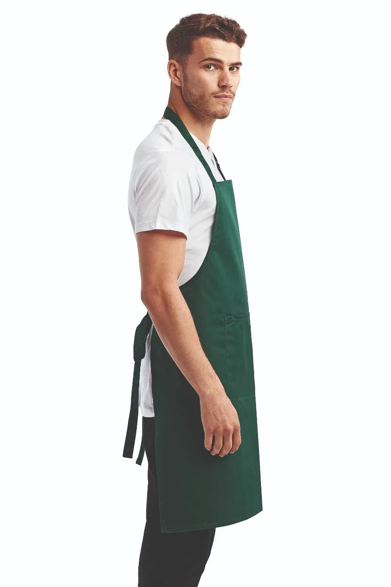 Green Sustainable Bib Apron (1 Pocket w/ Pencil Divide)