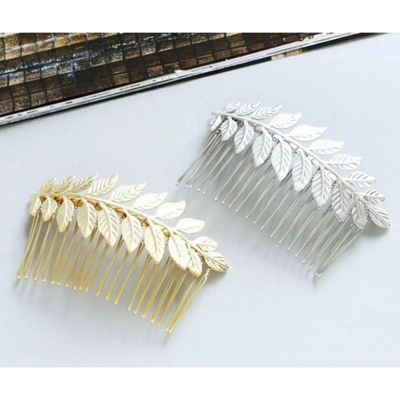 Hair Accessories Wedding Bridal Leaf Hair Comb Silver Gold Leaves