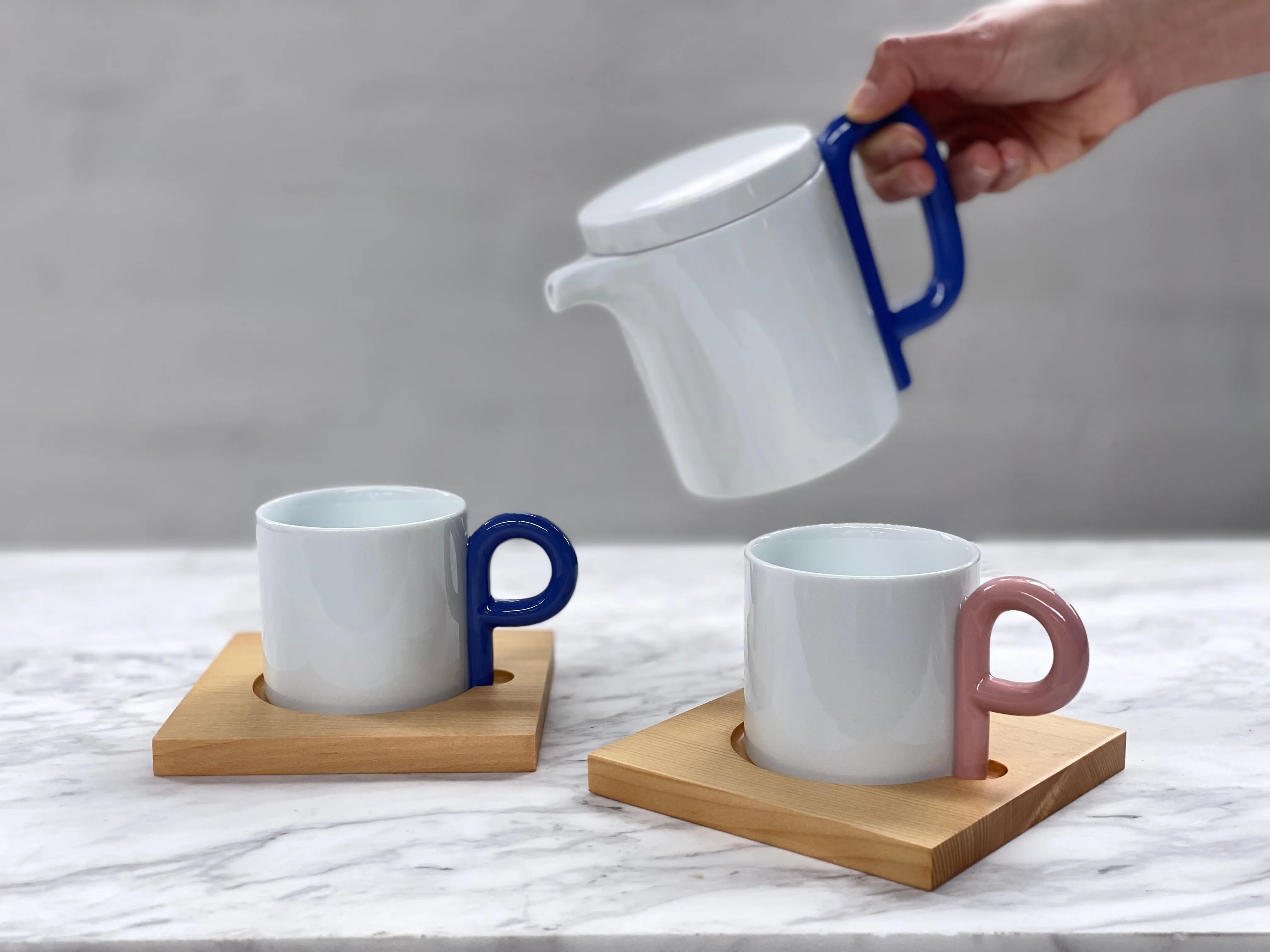 Hakusan P-type Tea Cup and Wooden Saucer