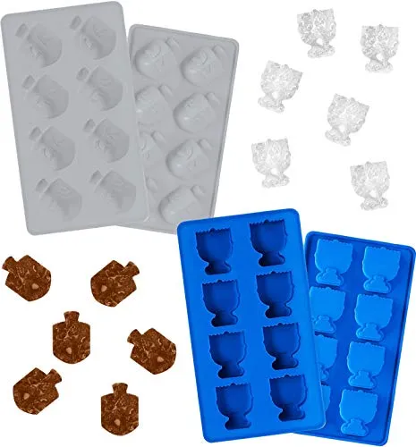 Hanukkah Silicone Ice Cube Mold Tray, Dreidel and Menorah Molds, Fun Cooking and Baking Holiday