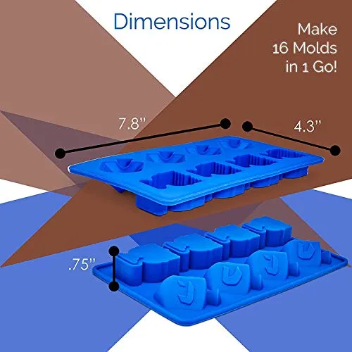 Hanukkah Silicone Ice Cube Mold Tray, Dreidel and Menorah Molds, Fun Cooking and Baking Holiday