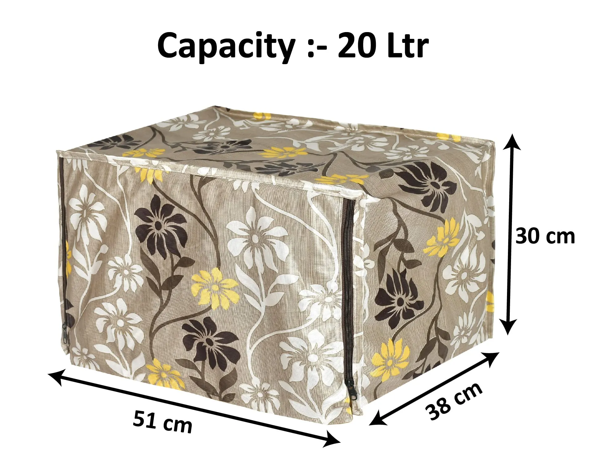 Heart Home Polyster Flower Printed Microwave Oven Cover,20 LTR. (Brown)-Hs43Hearth25913(Polyester_Brown)