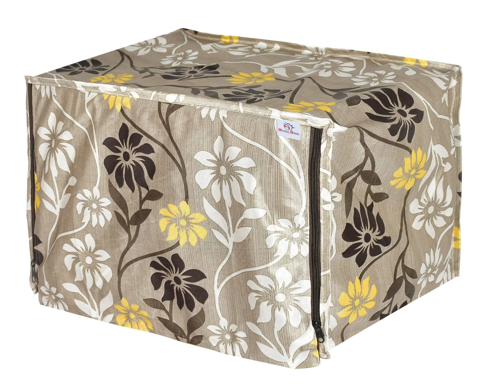 Heart Home Polyster Flower Printed Microwave Oven Cover,20 LTR. (Brown)-Hs43Hearth25913(Polyester_Brown)