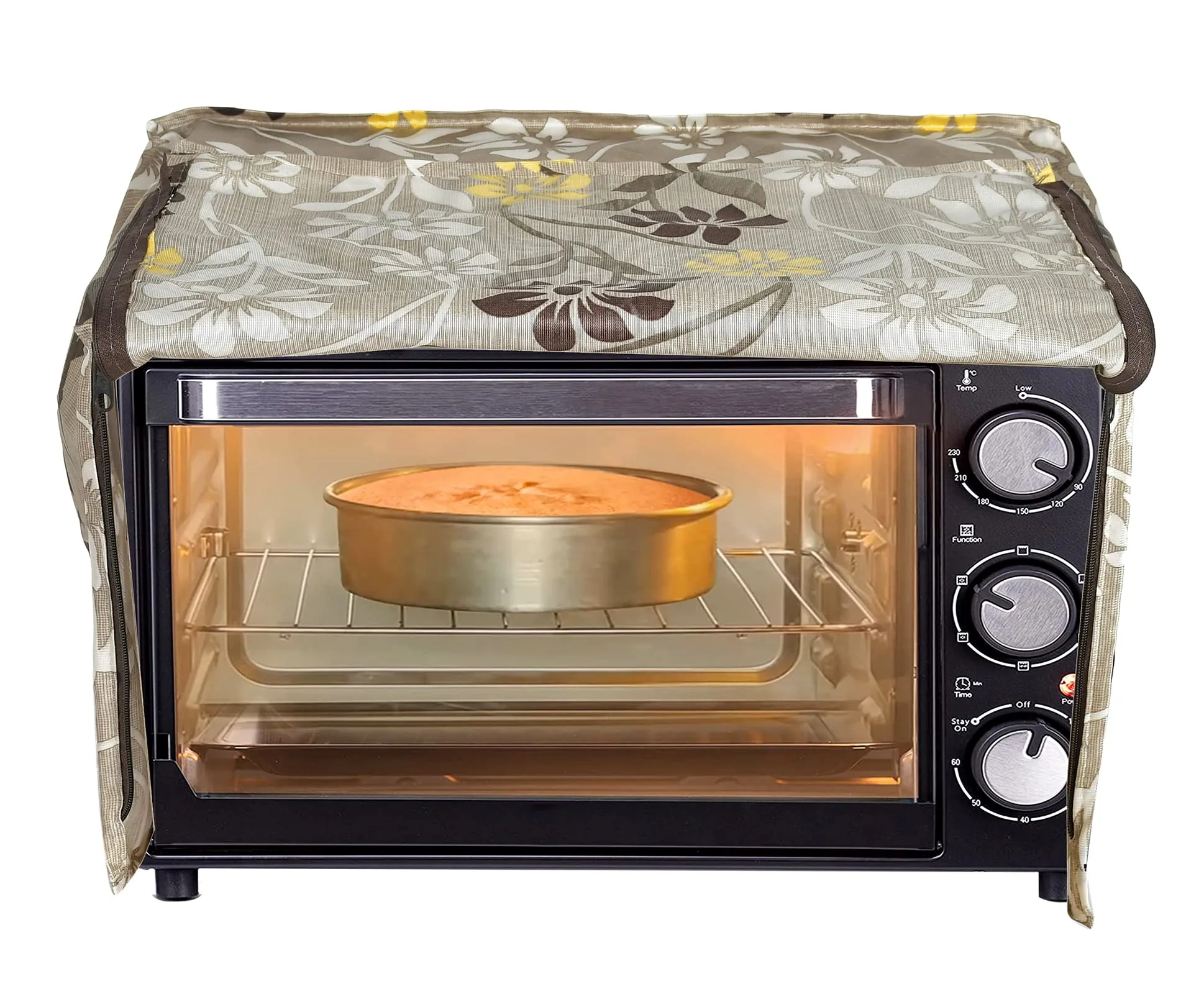 Heart Home Polyster Flower Printed Microwave Oven Cover,20 LTR. (Brown)-Hs43Hearth25913(Polyester_Brown)