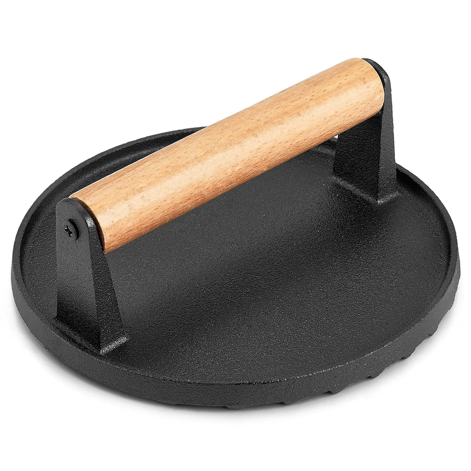 Heavy Duty Cast Iron Grill Press with Wooden Handle