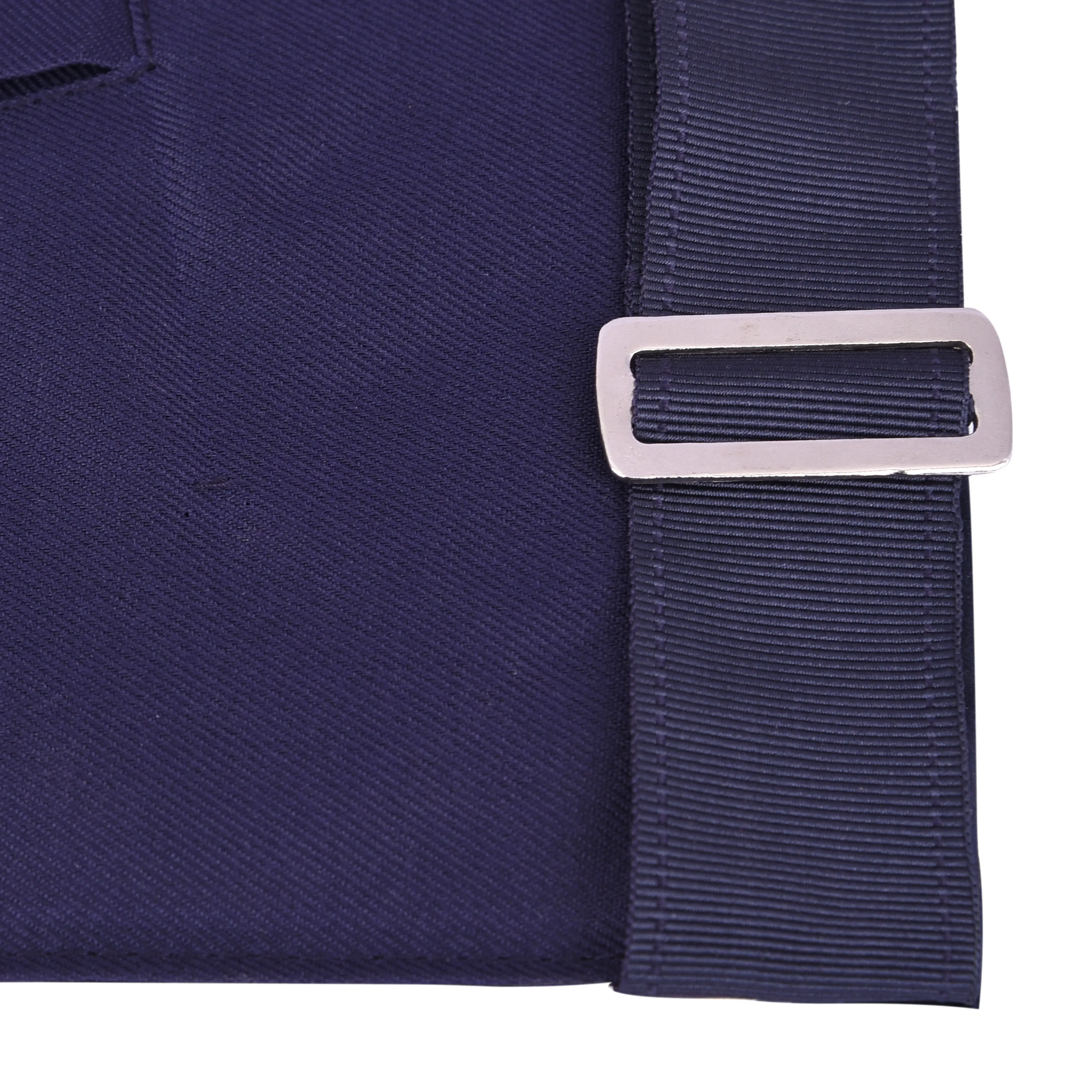 Historian Blue Lodge Officer Apron - Navy Velvet With Silver Embroidery Thread