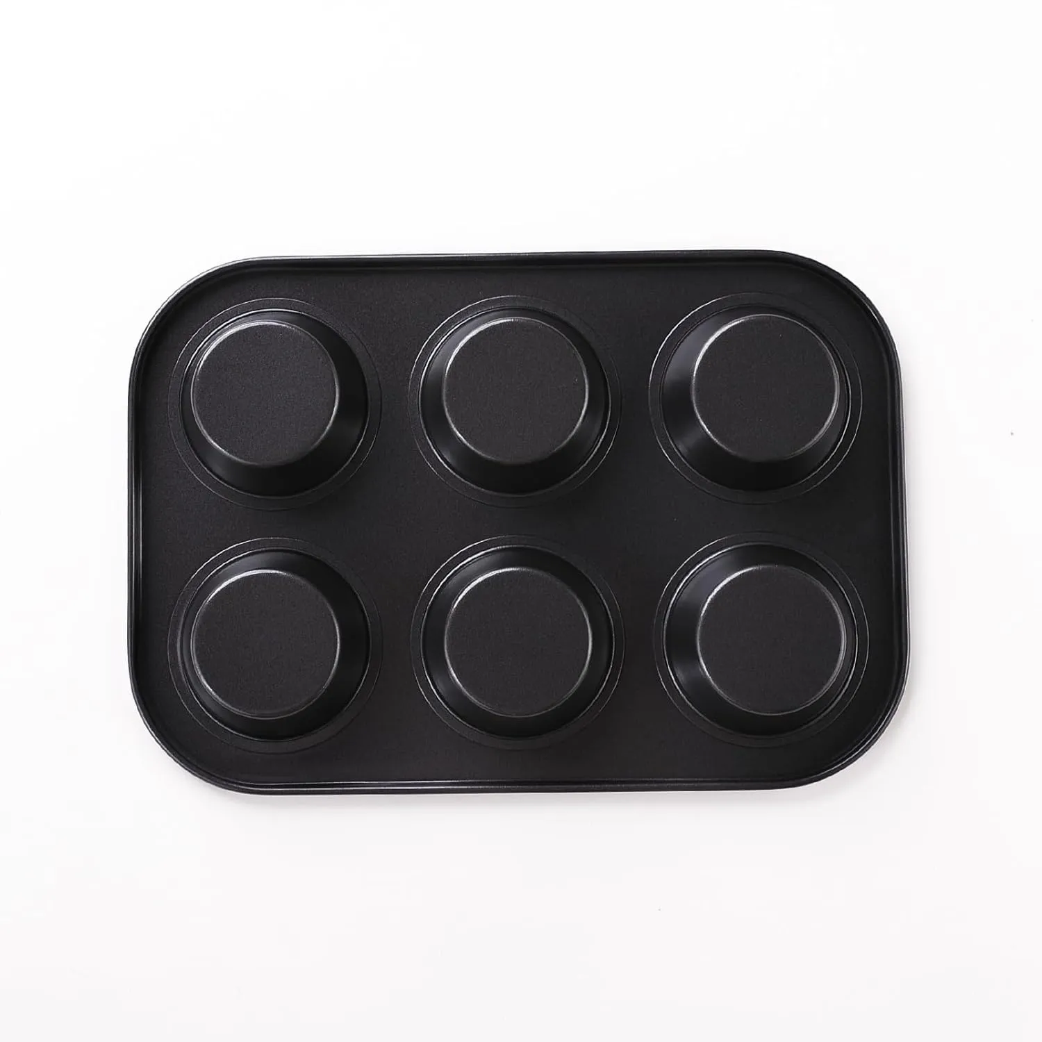 Homestic Pack of 4 6 Slots Non-Stick Cup Cake Tray|Cup Cake Mould for Baking|Idol for Muffin, Small Cake (Black)