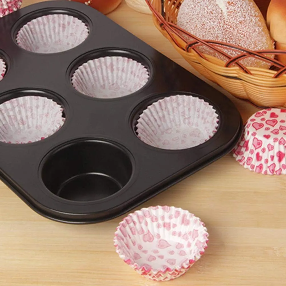 Homestic Pack of 4 6 Slots Non-Stick Cup Cake Tray|Cup Cake Mould for Baking|Idol for Muffin, Small Cake (Black)