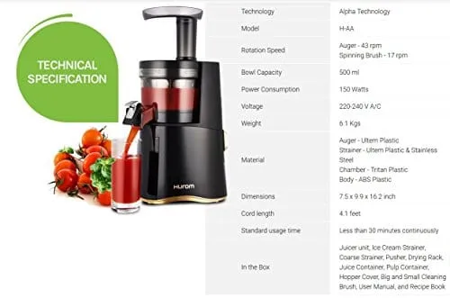 Hurom H-AA Slow Juicer, Rose Gold