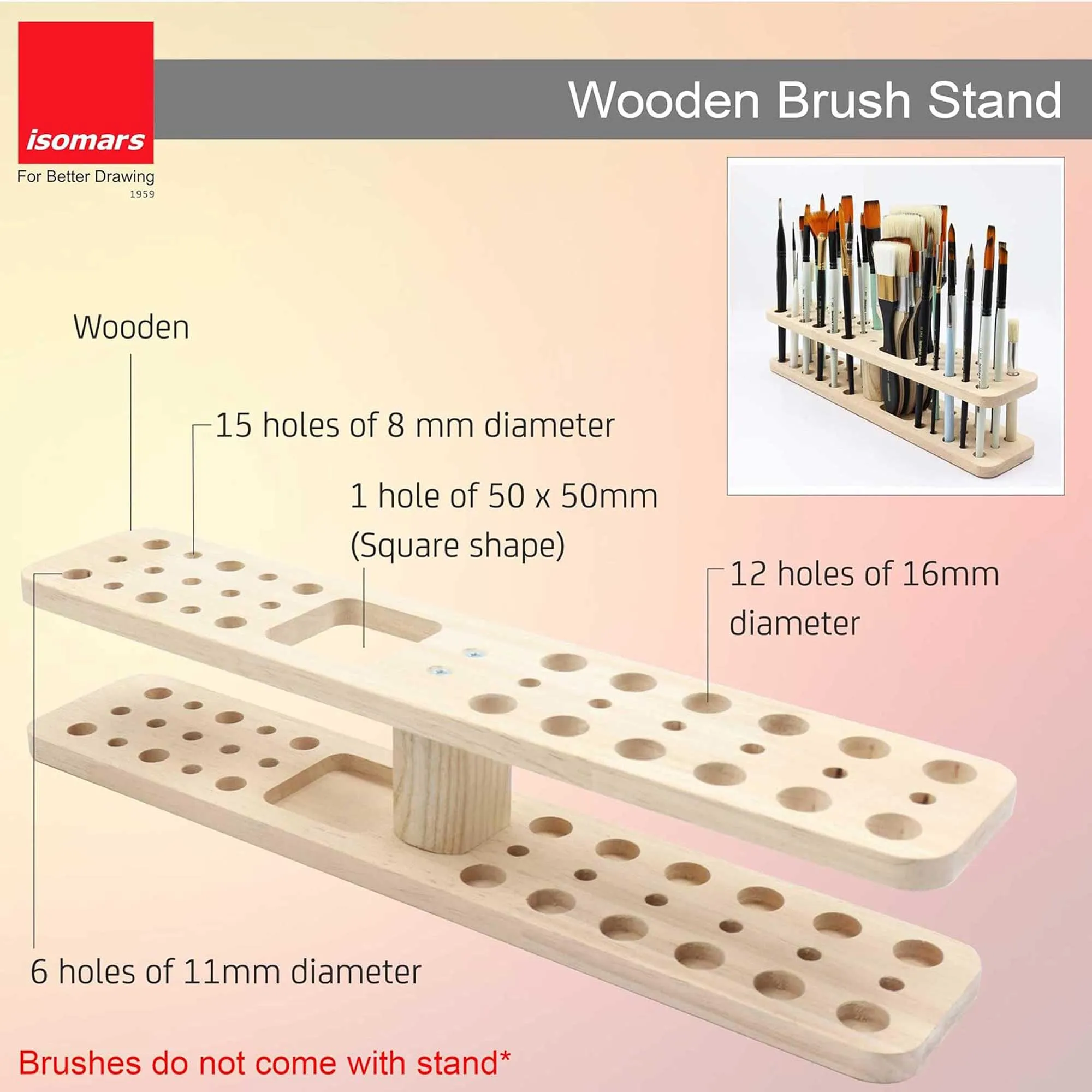 Isomars Wooden Brush Stand/ Holder