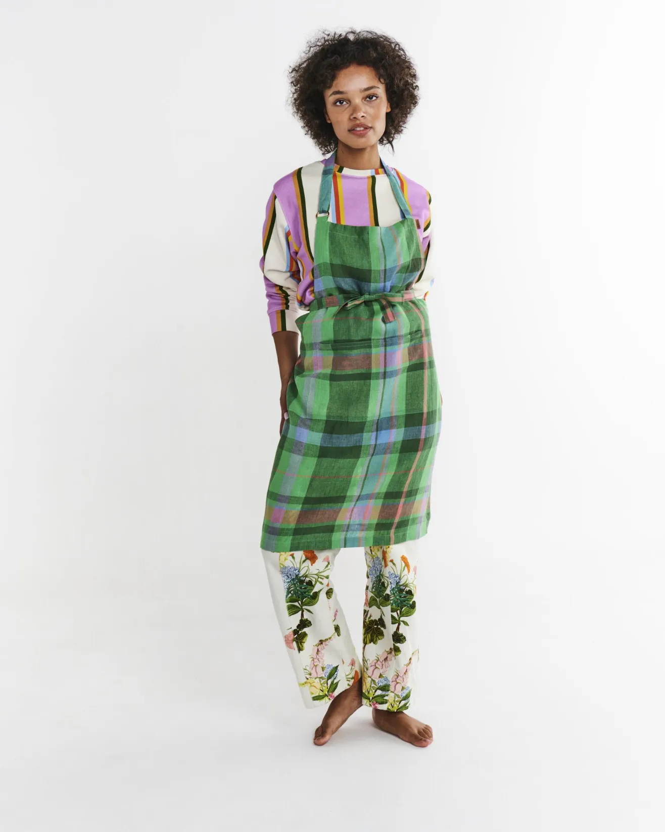 Jewel of the Nile Tartan Linen Apron