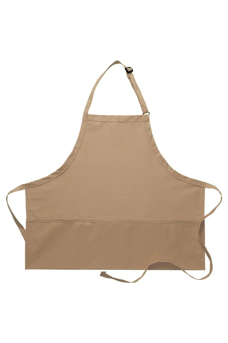 Khaki Deluxe Bib Adjustable Apron (3 Pockets)