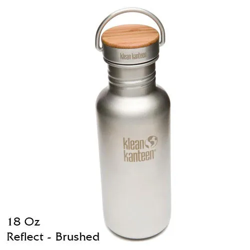 Klean Kanteen Polished Stainless-Steel Reflect Water Bottle with Bamboo Cap - 18 fl. oz.