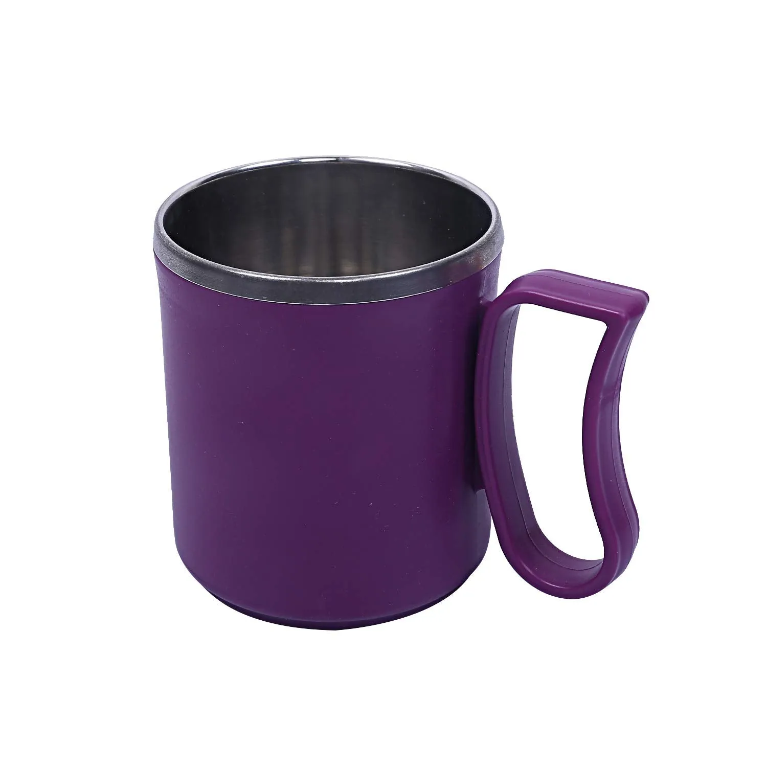 Kuber Industries 2 Pieces Stainless Steel Designer Coffee Mug 250 ML (Purple) -CTKTC21647