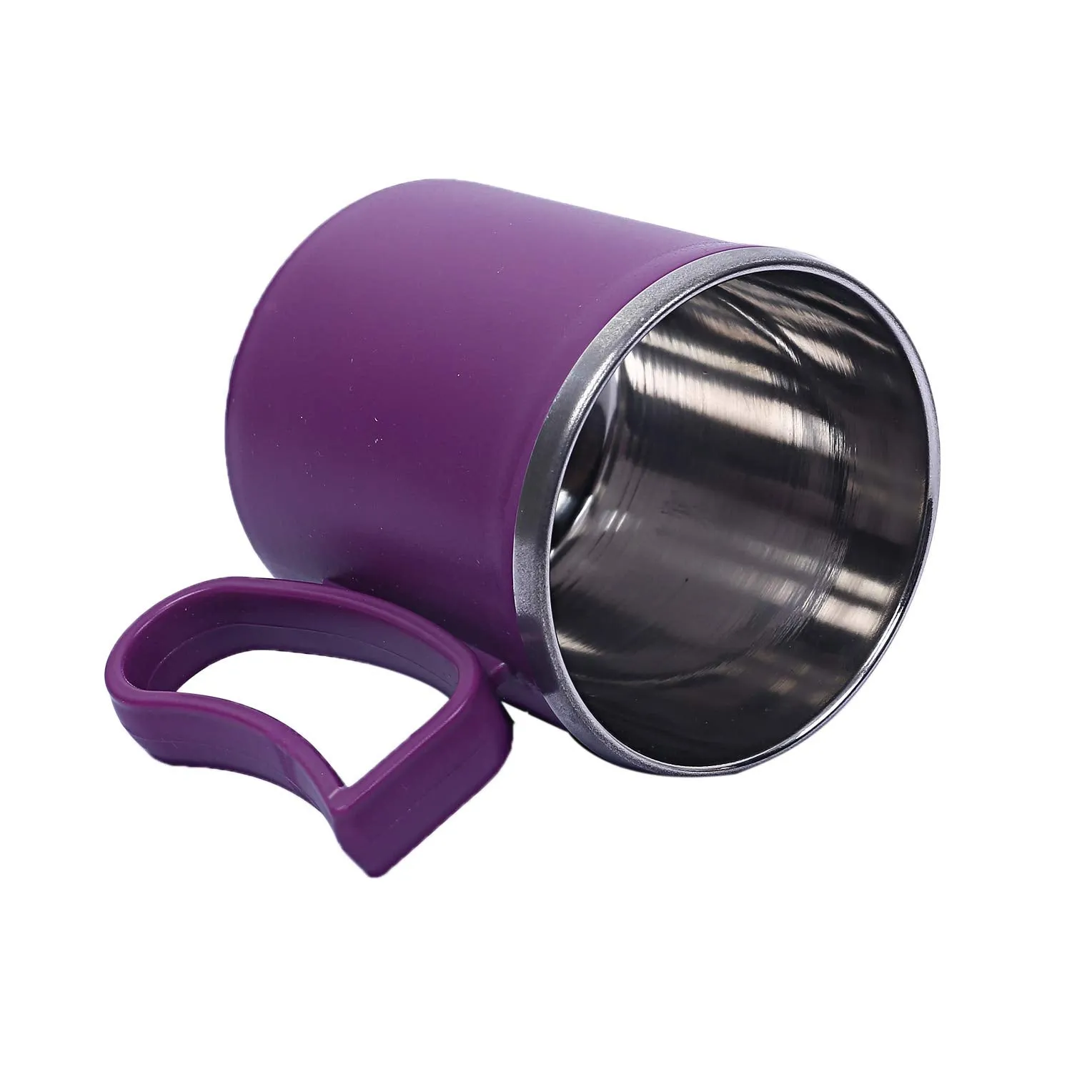 Kuber Industries 2 Pieces Stainless Steel Designer Coffee Mug 250 ML (Purple) -CTKTC21647