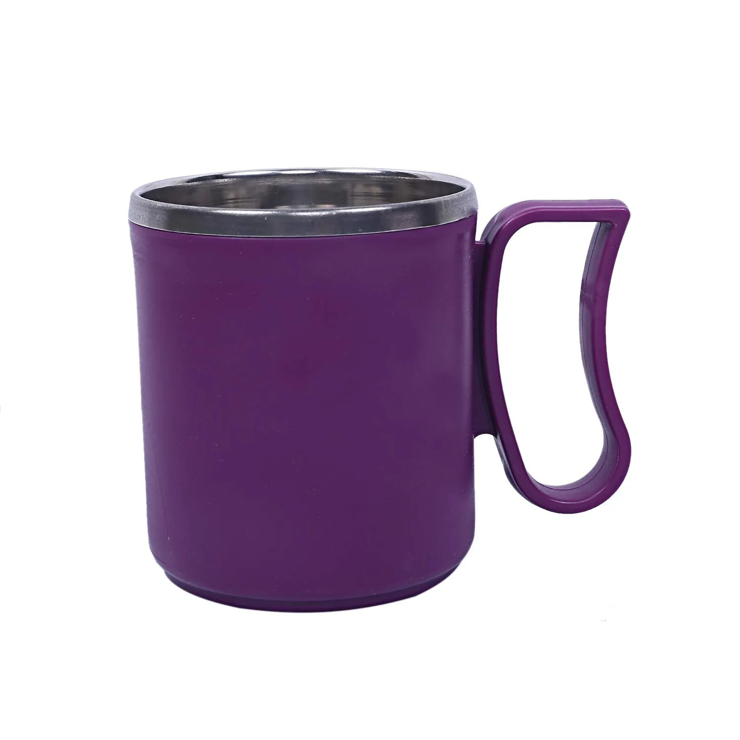 Kuber Industries 2 Pieces Stainless Steel Designer Coffee Mug 250 ML (Purple) -CTKTC21647