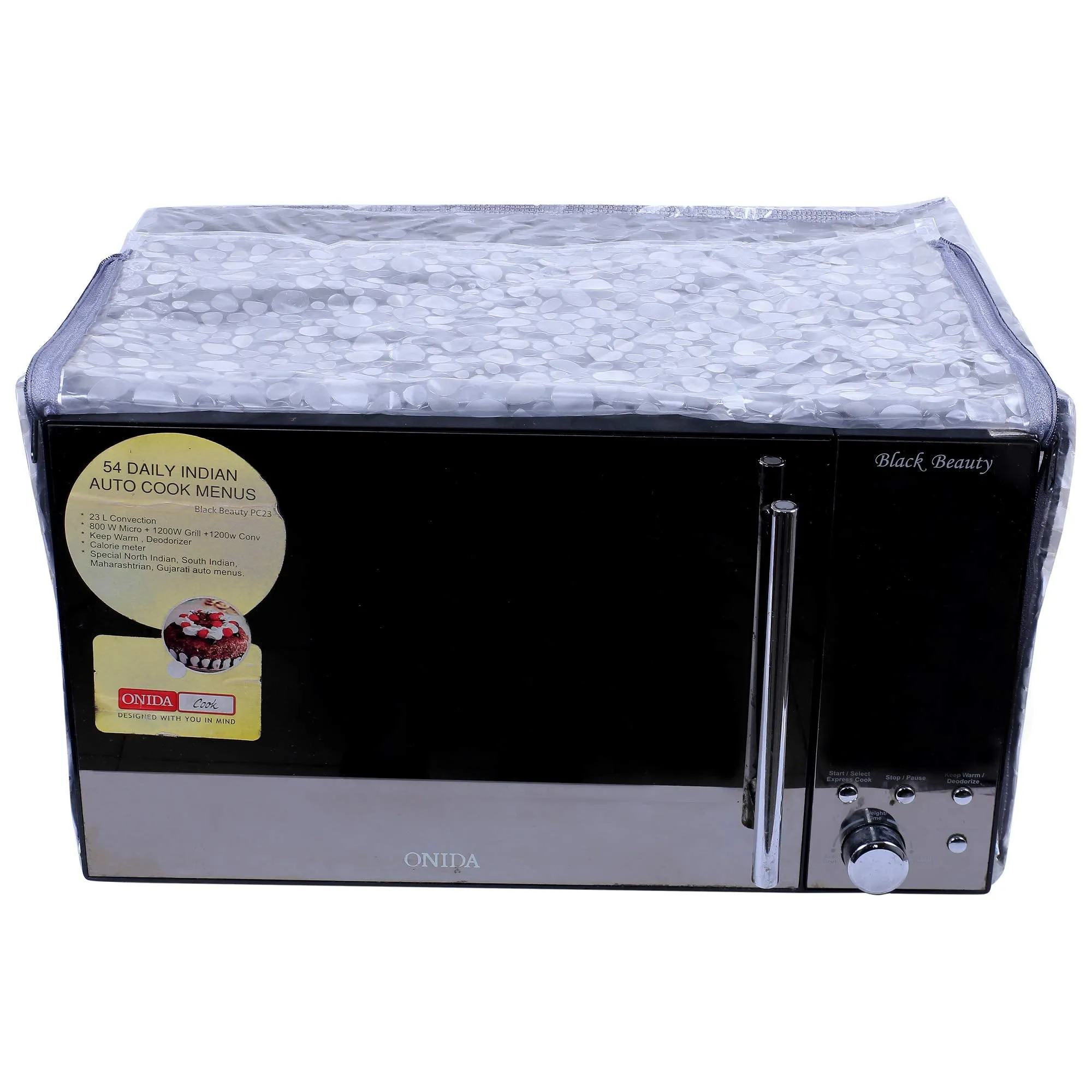 Kuber Industries 3D Stone Design PVC Transparent Microwave Oven Full Closure Cover for 30 Litre (Transparent) - CTKTC040351, Standard 30 Ltr