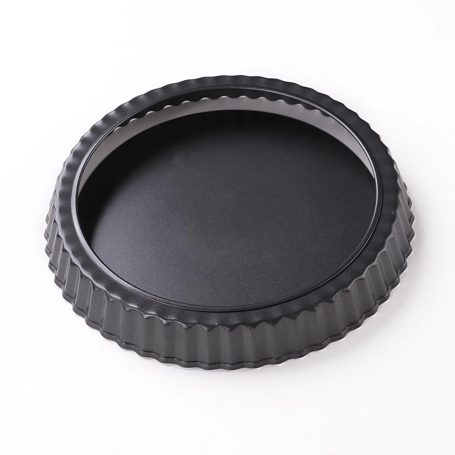 Kuber Industries Pie and Pizza Pan with Removeable Bottom|Carbon Steel Tart Pan-Pack of 3 (Black)