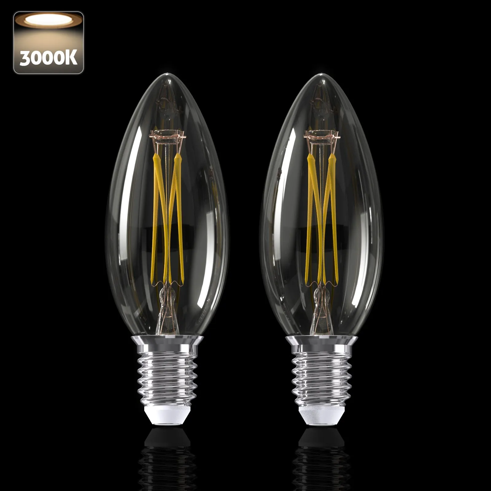 LED Filament Bulb Candelabra Shape Clear Shade 3W E14 10PACK