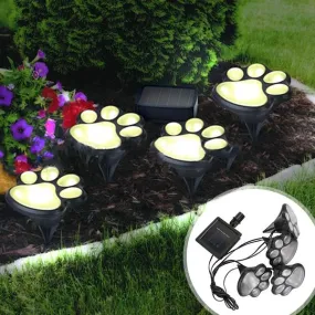 LED Solar Powered Pet Paw Shaped LED Lights Outdoor Garden Walkway Lawn Decoration Light