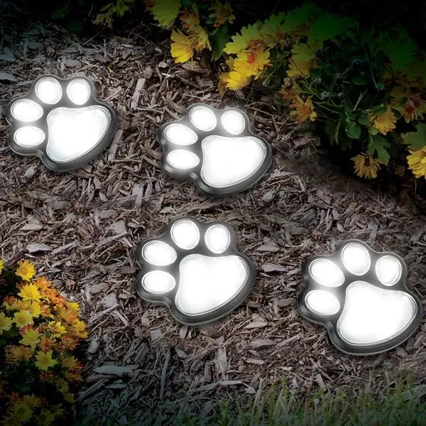 LED Solar Powered Pet Paw Shaped LED Lights Outdoor Garden Walkway Lawn Decoration Light