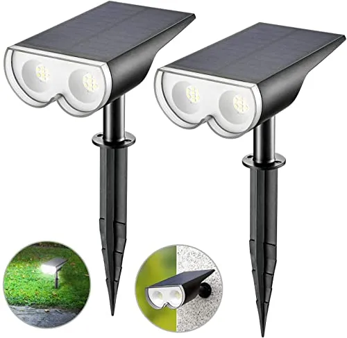 Linkind StarRay Solar Spot Lights Outdoor, 16 LEDs IP67 Waterproof Dusk-to-Dawn Landscape Spotlights, 6500K Daylight Christmas Decorations Lights for Garden Wall Yard Driveway Walkway, 2 Pack