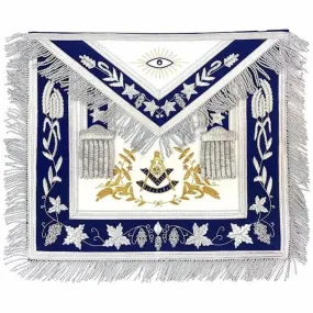 Masonichub Grand Lodge Masonic Apron 100% Lambskin Leather Hand Embroidered Golden Bullion Wire Thread, Fringe Past Master Mason Aprons And Chain Collar Set Square & Compass, Bullion,purple