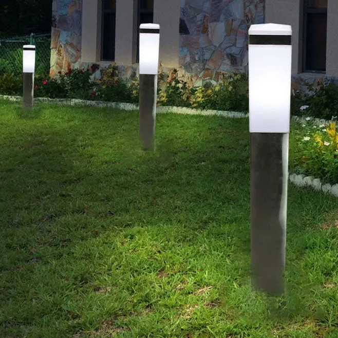 Modern Black White Rectangular Outdoor Patio 1-Light Landscape Lawn Light