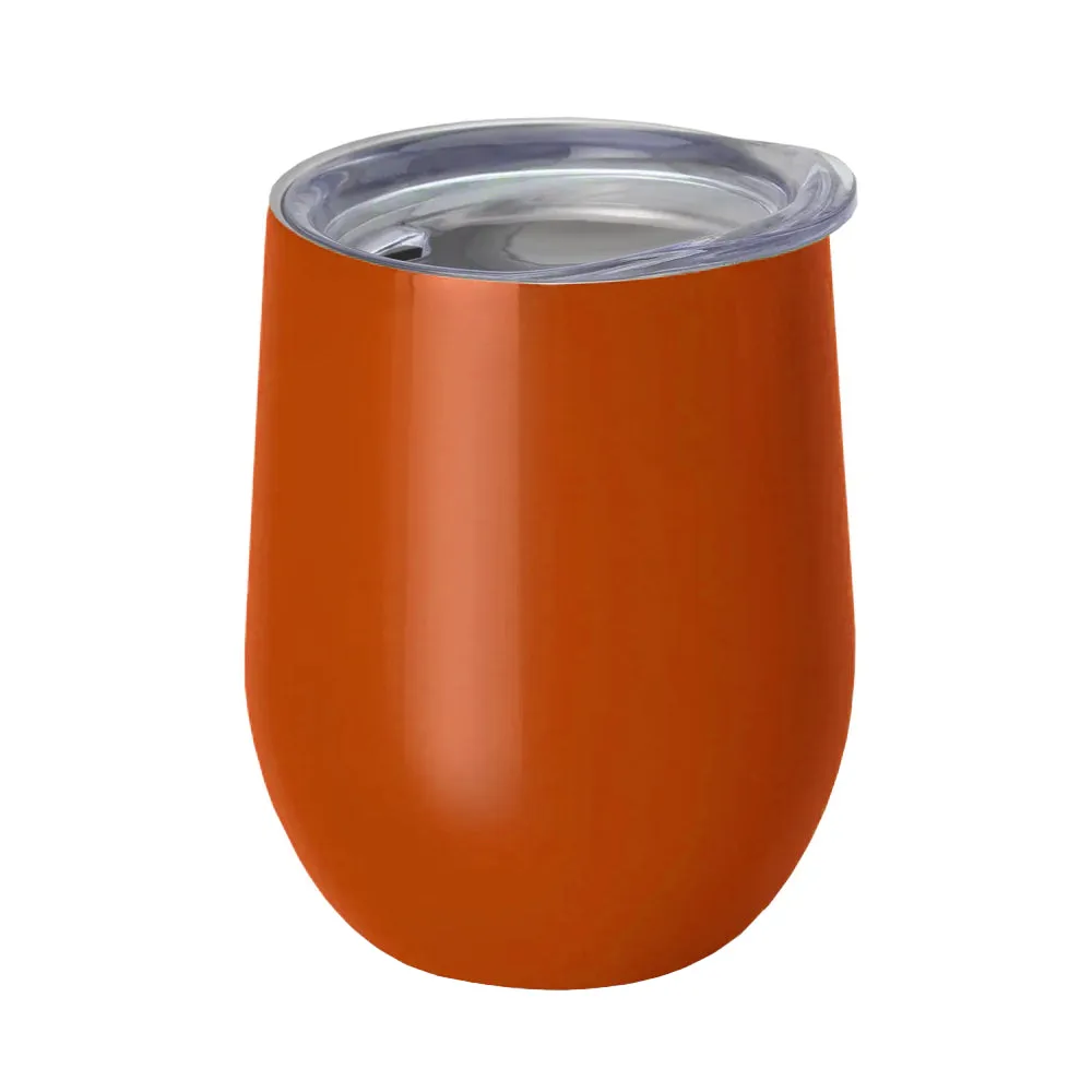 Mugs - Stemless Wine Glasses With Lid - 12oz - ORANGE