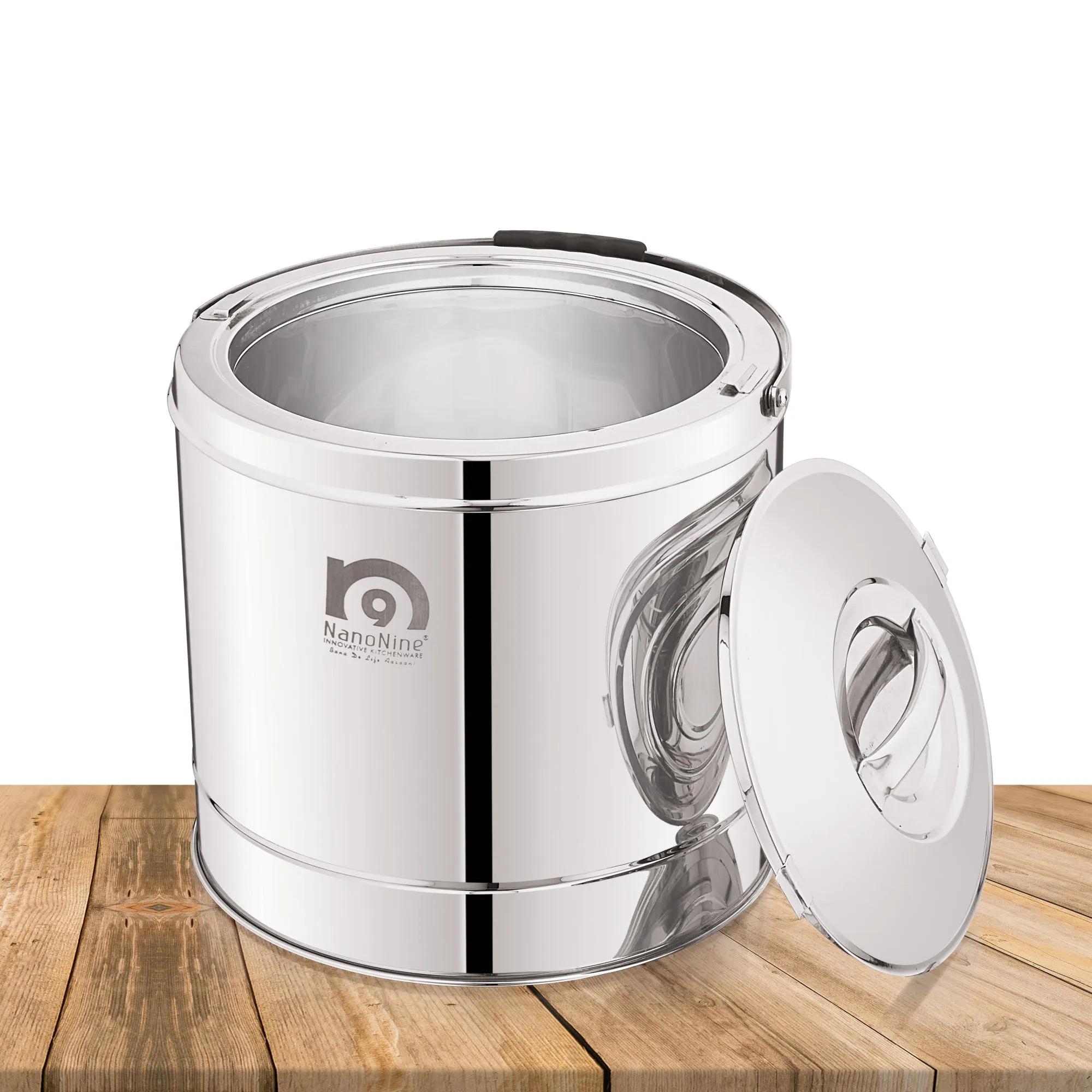 NanoNine Hot King 5 L Double Wall PUF Insulated Stainless Steel Serving Pot with Steel Insulated Lid.