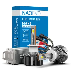 NAOEVO H1 LED Headlight Bulb 120W 13000LM | Max3 Series, 2 Bulbs