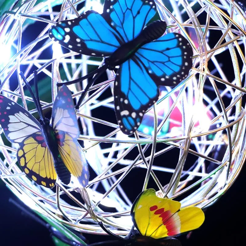 Outdoor Solar Hanging Butterfly Ball Light - Decorative Garden Wall Lamp