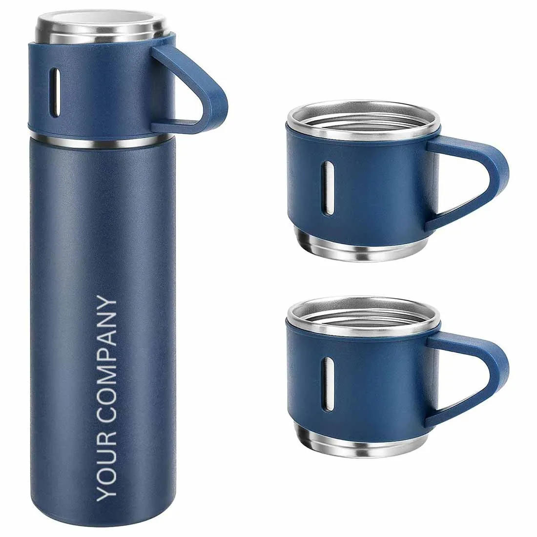 Personalized Travel Mug Thermos With 2 Cups Corporate Gift Set Box -  Add Your Company Name