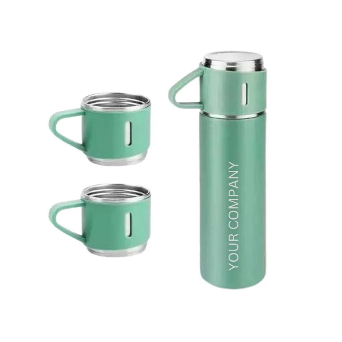 Personalized Travel Mug Thermos With 2 Cups Corporate Gift Set Box -  Add Your Company Name