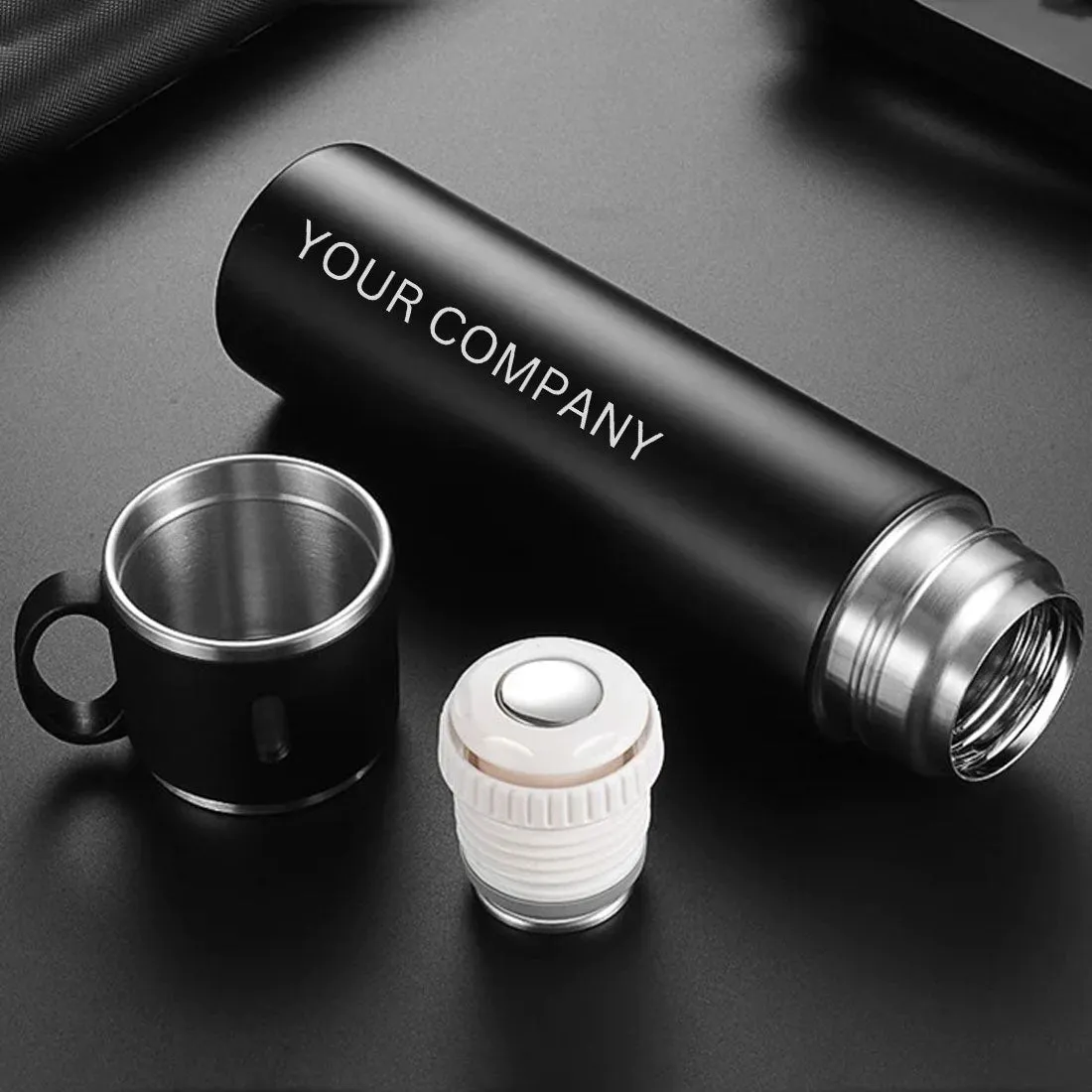 Personalized Travel Mug Thermos With 2 Cups Corporate Gift Set Box -  Add Your Company Name