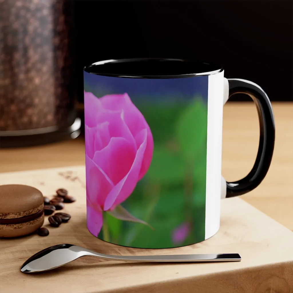 Pink Flower Accent Coffee Mug, 11oz