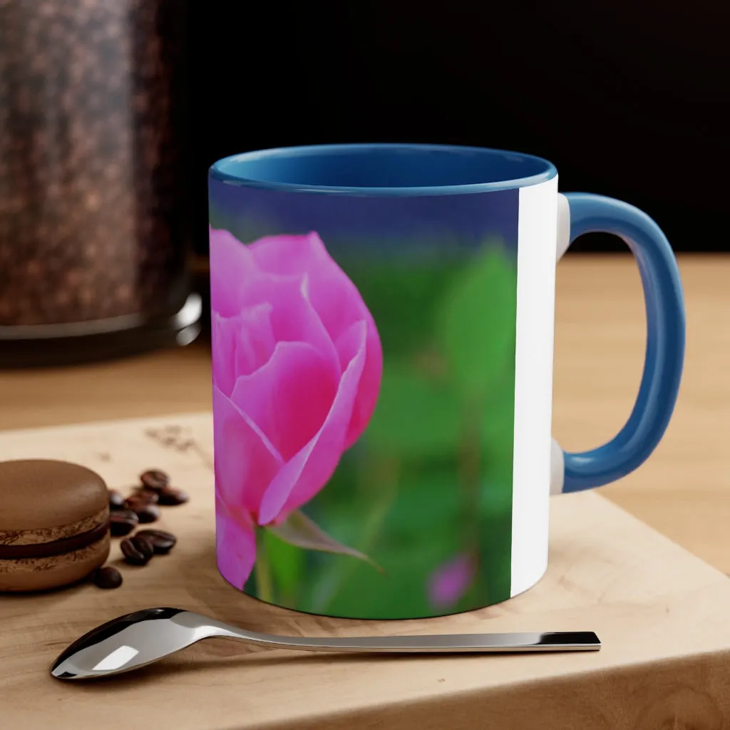 Pink Flower Accent Coffee Mug, 11oz