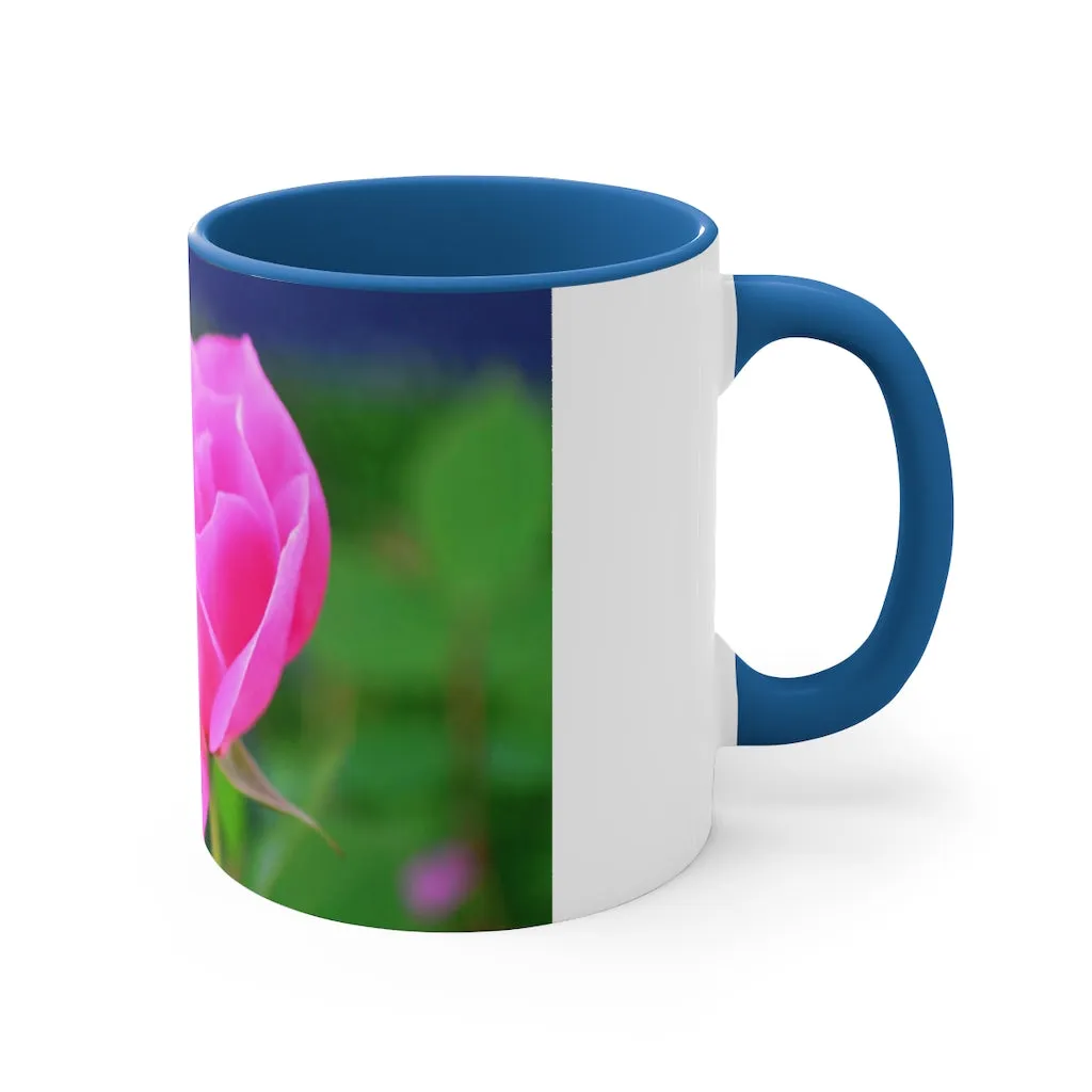 Pink Flower Accent Coffee Mug, 11oz