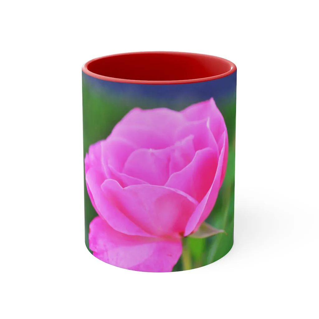 Pink Flower Accent Coffee Mug, 11oz