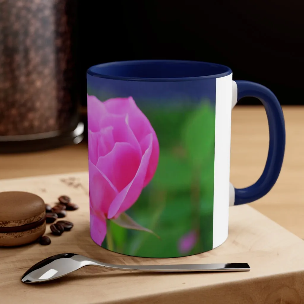 Pink Flower Accent Coffee Mug, 11oz