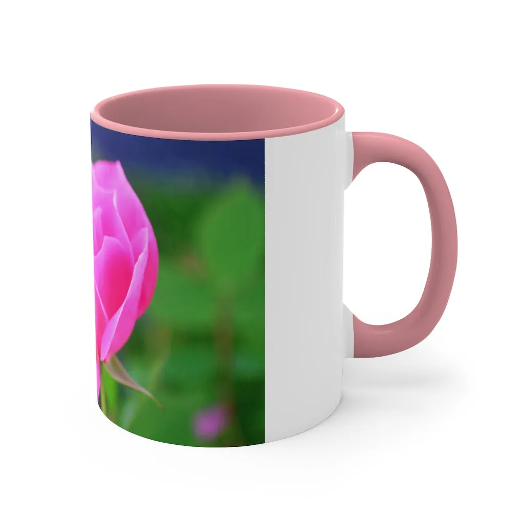 Pink Flower Accent Coffee Mug, 11oz