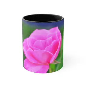 Pink Flower Accent Coffee Mug, 11oz