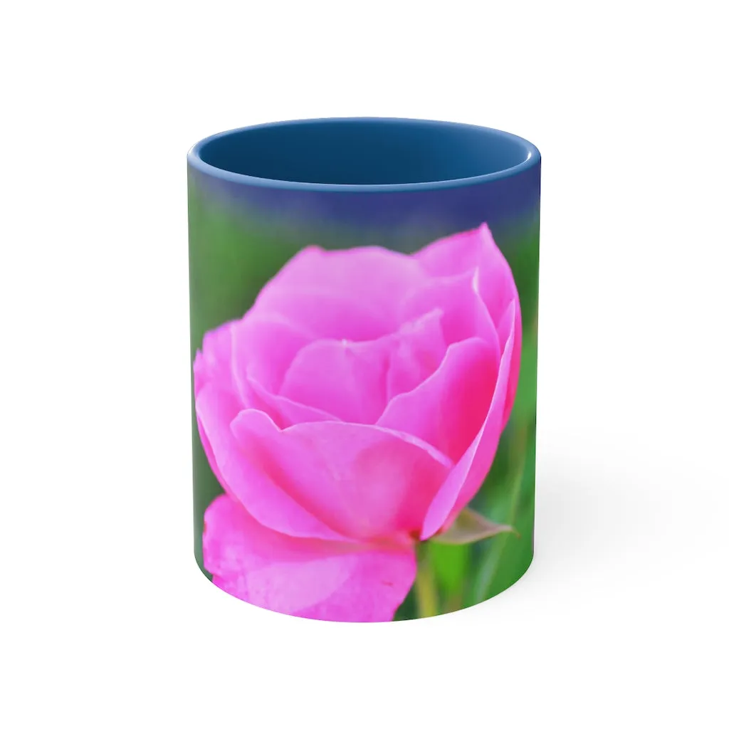 Pink Flower Accent Coffee Mug, 11oz