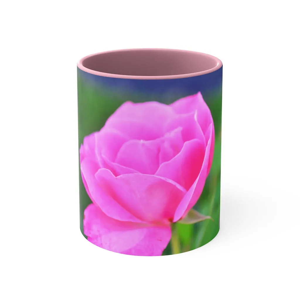 Pink Flower Accent Coffee Mug, 11oz