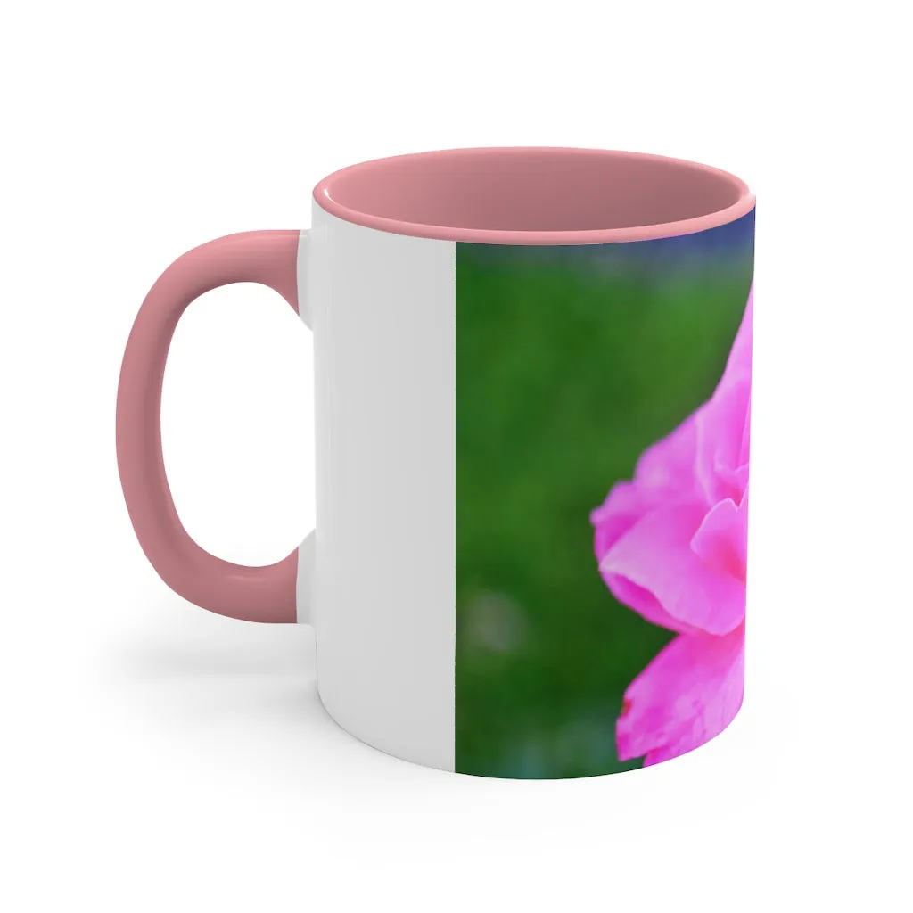 Pink Flower Accent Coffee Mug, 11oz