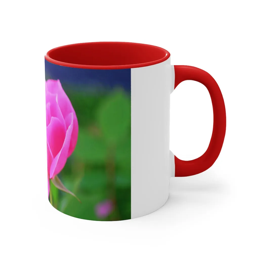 Pink Flower Accent Coffee Mug, 11oz