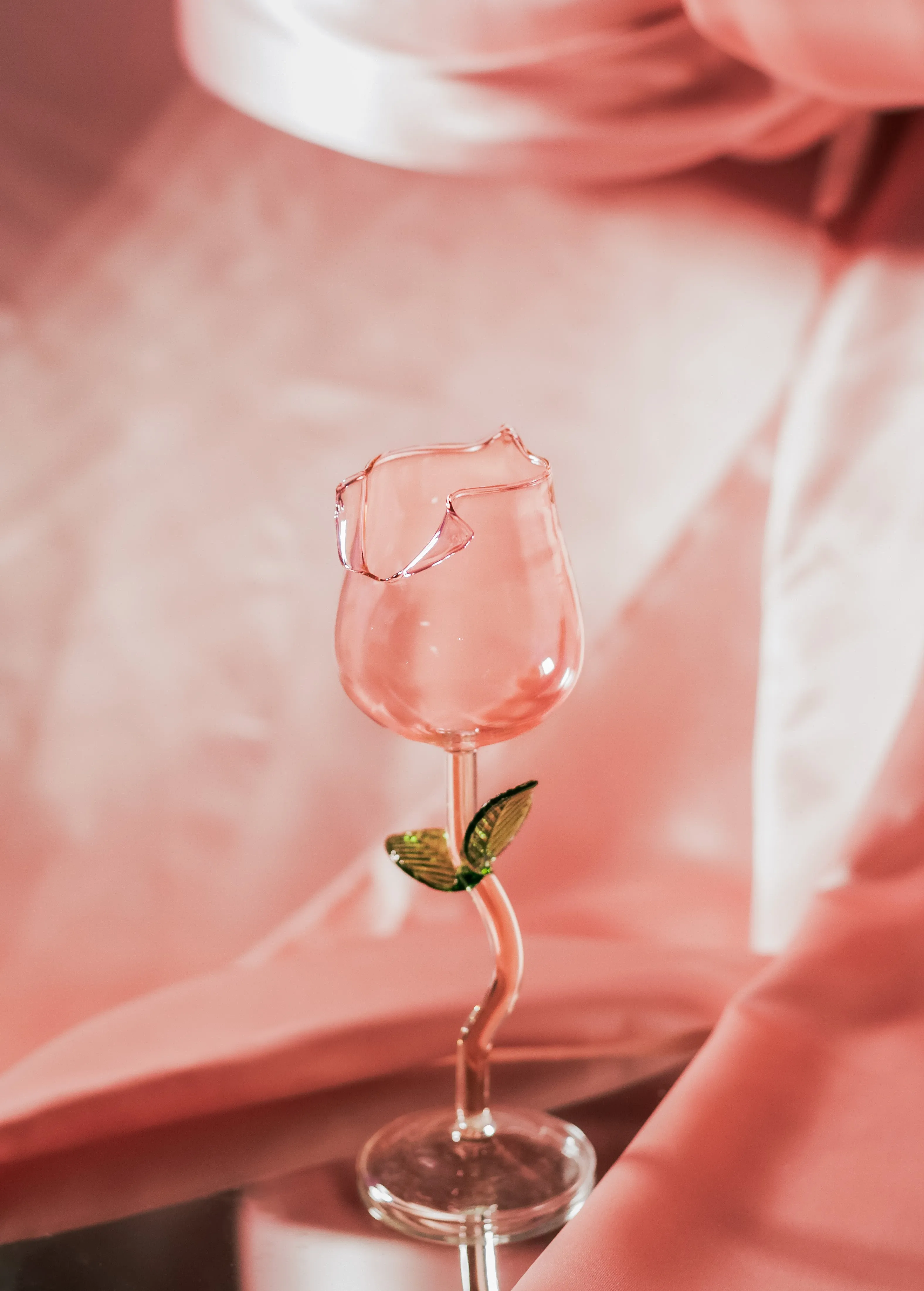 Pink Rose Wine Glass