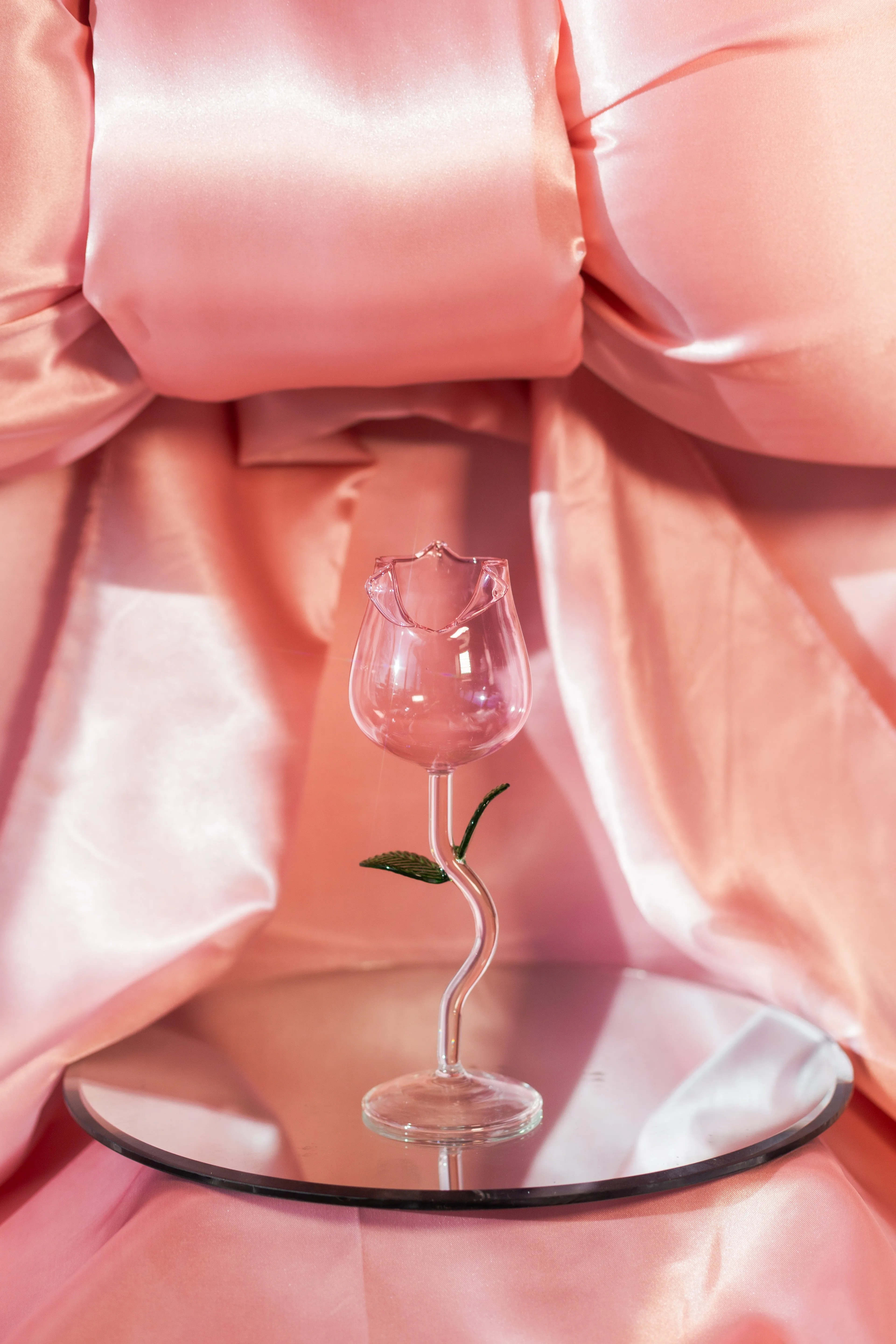 Pink Rose Wine Glass