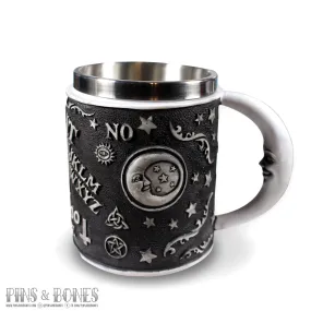 Pins & Bones Ouija Moon Coffee Mug 15 oz Layered Aluminum Black Ouija Board Coffee Mug